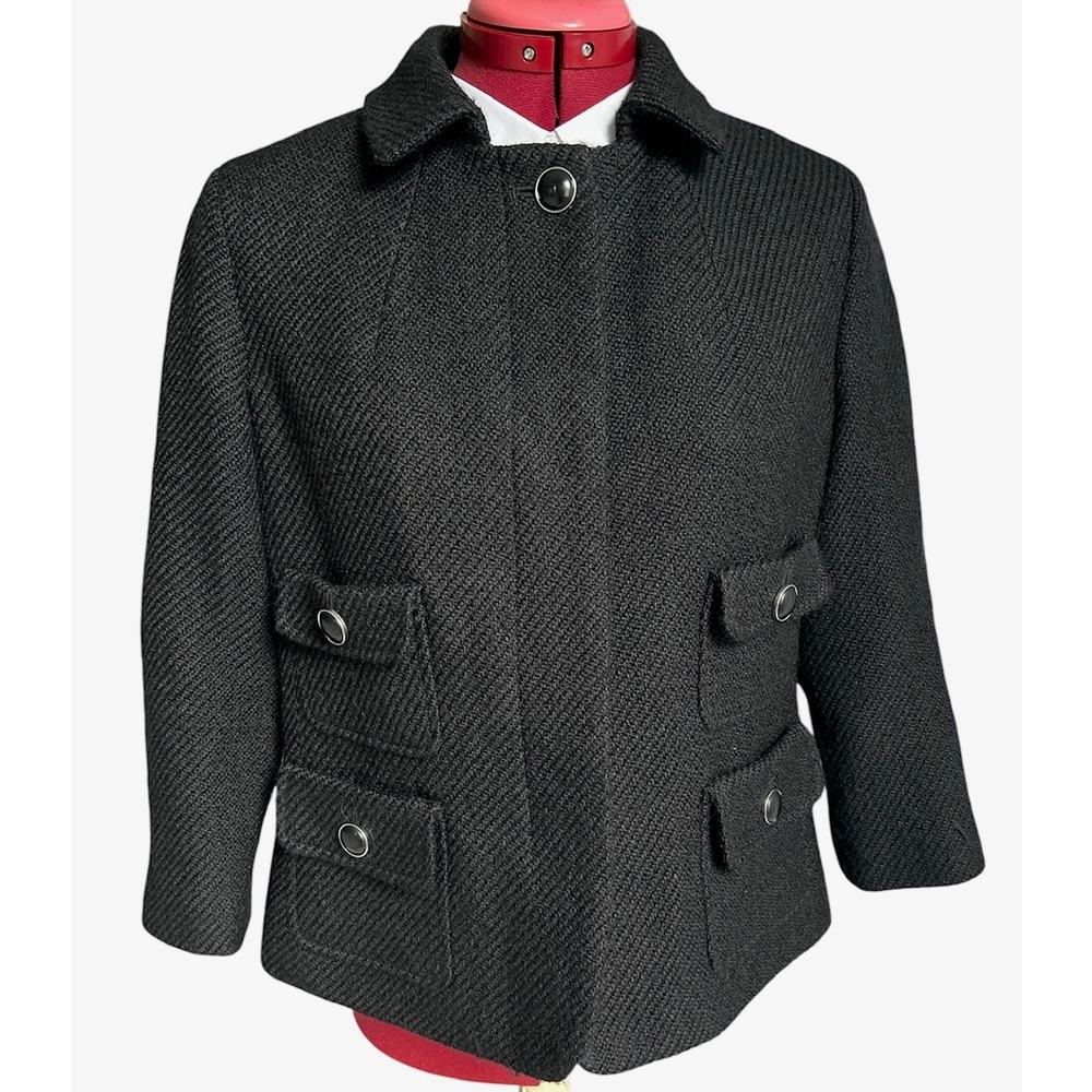 Talbots Women’s Size 10 Black Wool Blend Classic Fit Cropped Blazer Coat